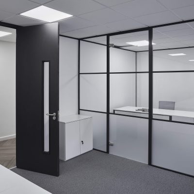 framed partition systems, NBS K30 specification, glazed screens, commercial offices, fire screen